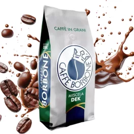 1 kg Caffé Borbone miscela DEK decaffeinated whole coffee beans blend product photo