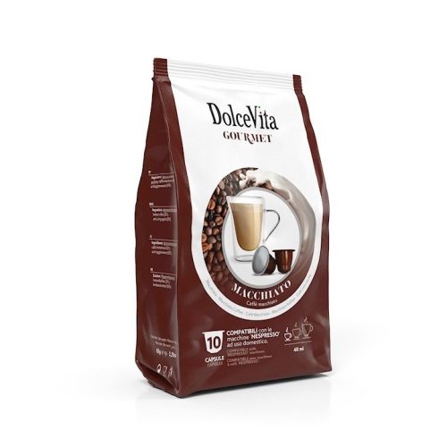 10 pieces of Dolce Vita Macchiato flavored capsules Nespresso compatible product photo