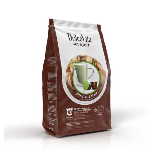 10 pieces of Dolce Vita Pistachio flavored capsules Nespresso compatible product photo