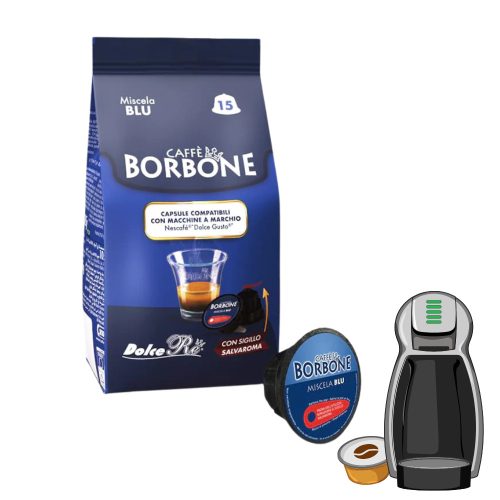 15 pieces Caffè Borbone Miscela Blu DOLCE GUSTO compatible coffee capsule product photo