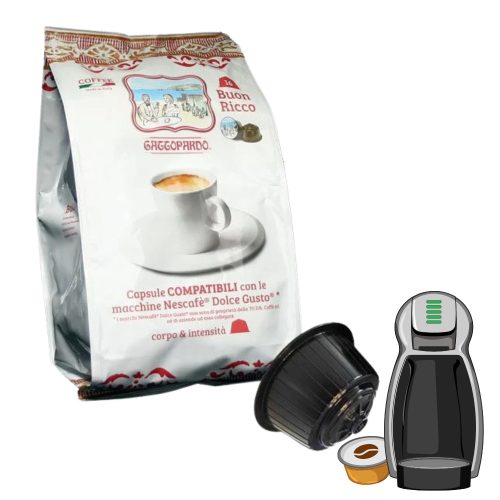 16 Capsules Gattopardo Gusto Ricco Compatible with DOLCE GUSTO product photo